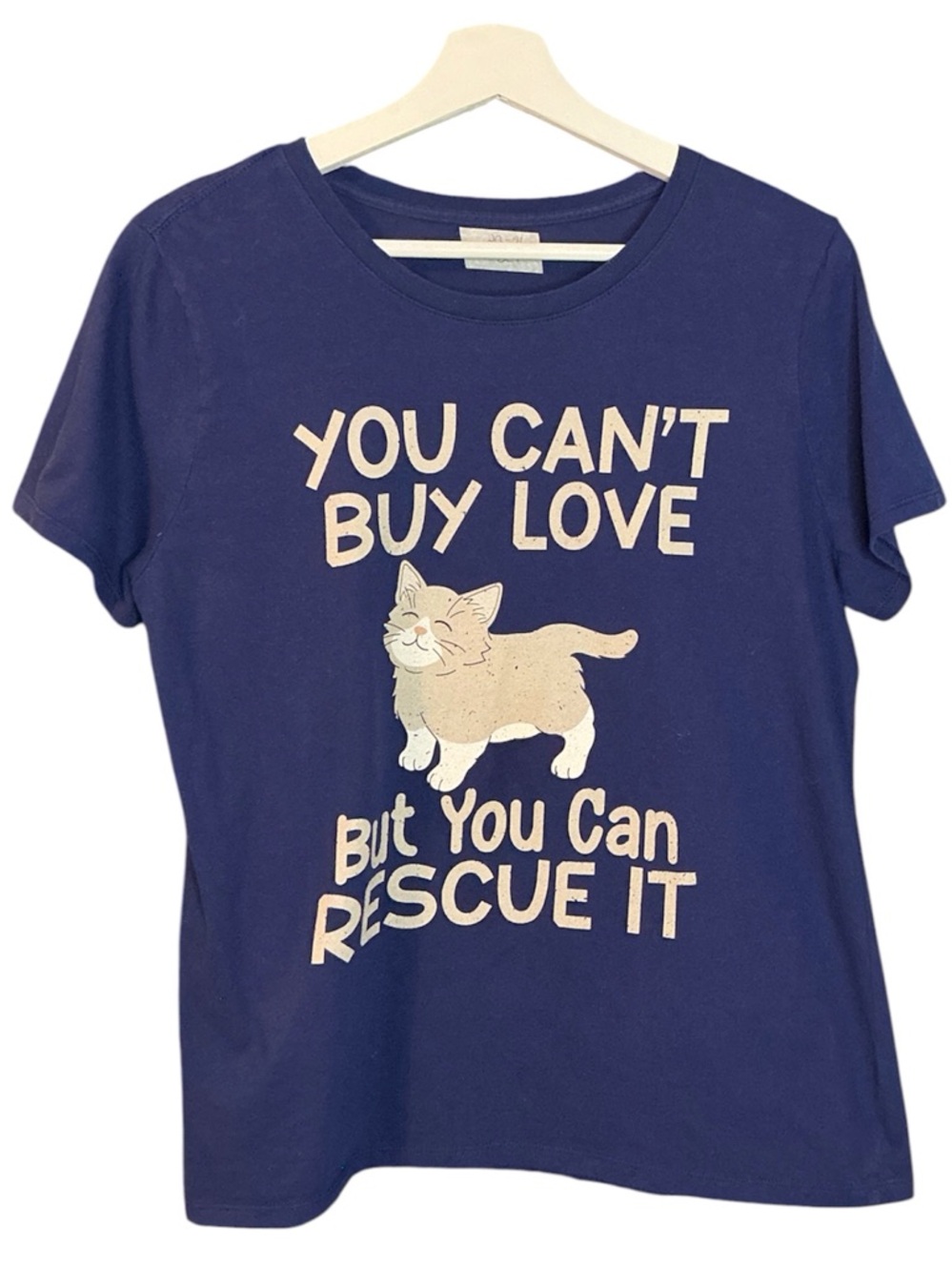 Comfort Colors Navy Graphic Tee with Rescue Cat Message